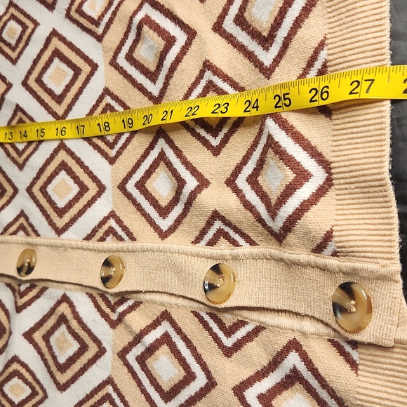 Geometric print fall colorway  button-down oversized grandpa cardigan sweater - Picture 10 of 10